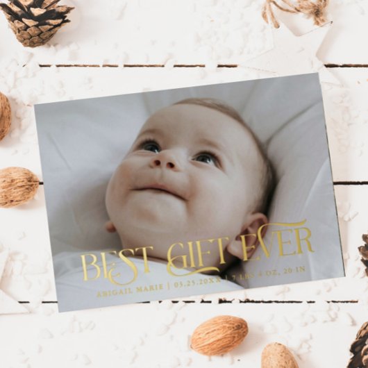 最も素敵な贈り物 誕生のお知らせ ホリデーシーズン 箔招待状