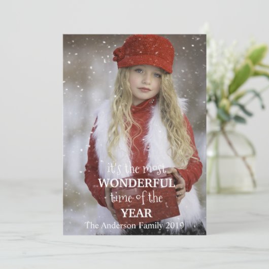 最も素晴らしいクリスマス自分の写真を追加 シーズンカード (スタンド正面)