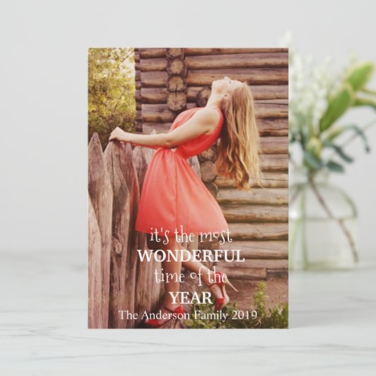 最も素晴らしいクリスマス自分の写真を追加 シーズンカード (スタンド正面)