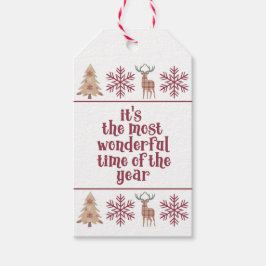 最も素晴らしいタイムウッドランド縁どの雪片 ギフトタグ