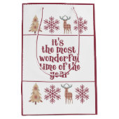 最も素晴らしいタイムウッドランド雪の結晶 ミディアムペーパーバッグ (正面)