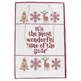 最も素晴らしいタイムウッドランド雪の結晶 ミディアムペーパーバッグ