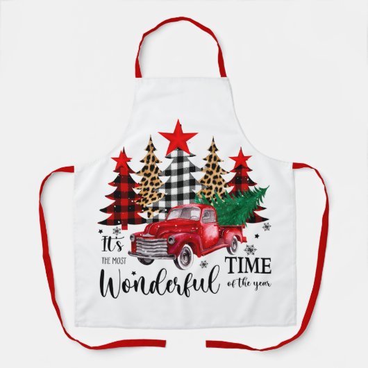 最も素晴らしいタイムエプロンヴィンテージレッドトラック エプロン (正面)