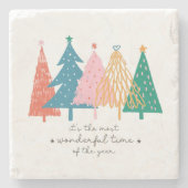 最も素晴らしいタイムクリスマスツリーホリデー ストーンコースター (正面)