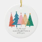 最も素晴らしいタイムクリスマスツリーホリデー セラミックオーナメント (正面)