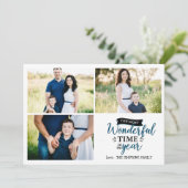 最も素晴らしいタイムブルーホリデー写真コラージュ カード (スタンド正面)