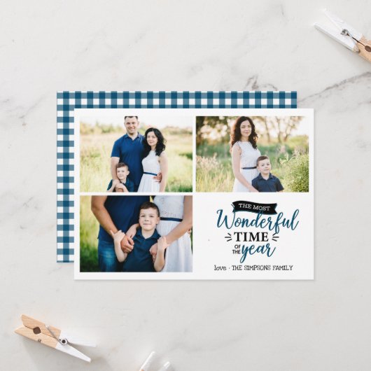 最も素晴らしいタイムブルーホリデー写真コラージュ カード (正面/裏面インサイチュ)