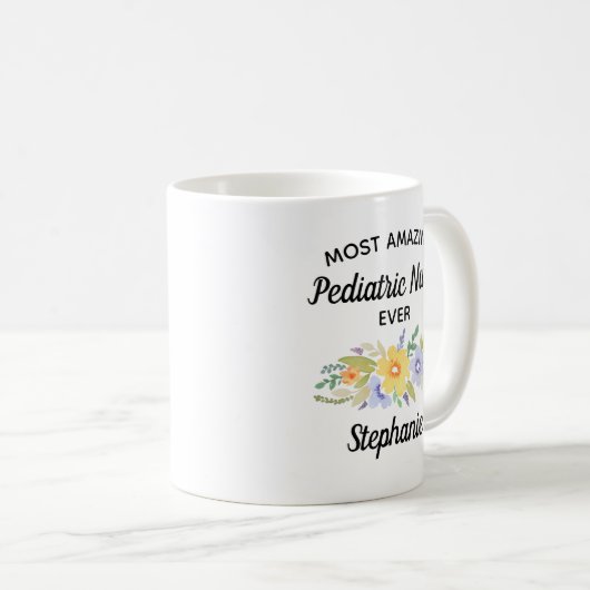 最も素晴らしいナースかわいらしフローラ水彩 コーヒーマグカップ (正面右)