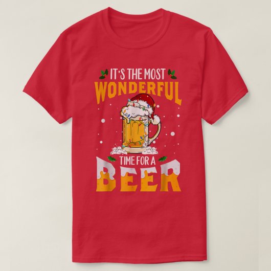 最も素晴らしいビールの時間よ、クリスマスS Tシャツ (デザイン正面)