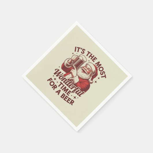 最も素晴らしいビールタイムはサンタと一緒にクリスマス Xmas スタンダードカクテルナプキン (角)