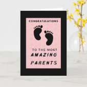 最も素晴らしい両親へおめでとう – ピンク カード (黄色い花)