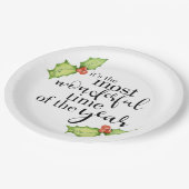 最も素晴らしい年のクリスマス引用文 ペーパープレート (アングル)