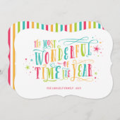 最も素晴らしい明るいカラフルなホリデーカード シーズンカード (正面/裏面)