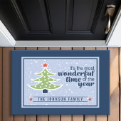 最も素晴らしい時間のクリスマスツリーパーソナライズされた ドアマット
