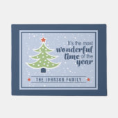 最も素晴らしい時間のクリスマスツリーパーソナライズされた ドアマット (正面)