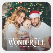 最も素晴らしい時間のクリスマスフォト スクエアシール (正面)