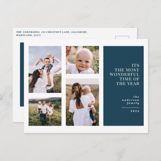 最も素晴らしい時間のクリスマス数々の写真の発表 シーズンポストカード (正面/裏面)