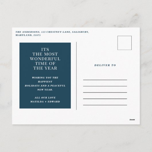 最も素晴らしい時間のクリスマス数々の写真の発表 シーズンポストカード (裏面)