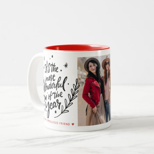 最も素晴らしい時間のクリスマス最高のの友人写真 ツートーンマグカップ (正面左)