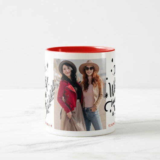 最も素晴らしい時間のクリスマス最高のの友人写真 ツートーンマグカップ (中央)