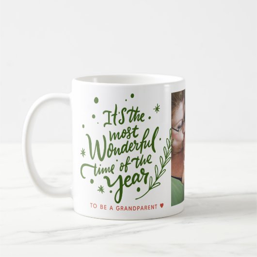 最も素晴らしい時間のフェスティバルクリスマスフォト コーヒーマグカップ (左)