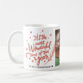 最も素晴らしい時間のフェスティバルクリスマスフォト コーヒーマグカップ (左)