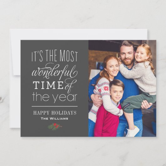 最も素晴らしい時間の木炭グレーの写真 シーズンカード (正面)