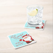 最も素晴らしい時間の漫画サンタクリスマス スクエアペーパーコースター (インサイチュ)