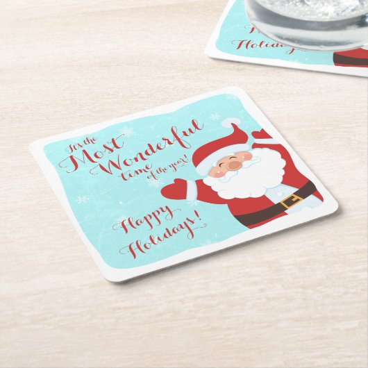 最も素晴らしい時間の漫画サンタクリスマス スクエアペーパーコースター (アングル)