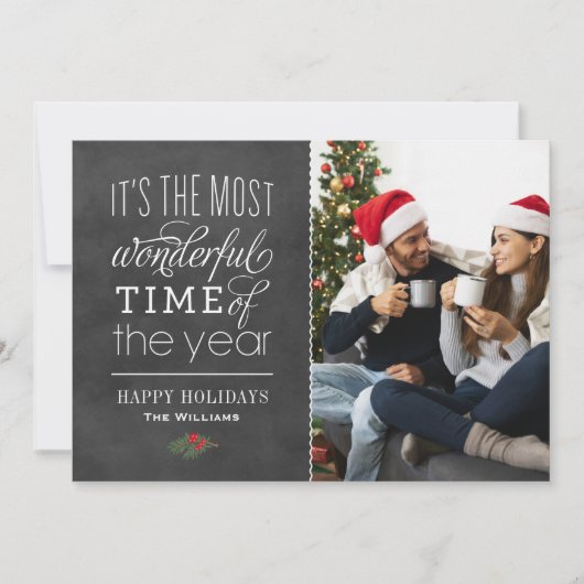 最も素晴らしい時間の素朴黒板の写真 シーズンカード (正面)