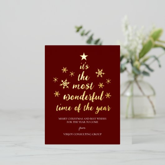 最も素晴らしい時間の赤い金ゴールドビジネス 箔シーズンポストカード (立ち正面)