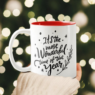 最も素晴らしい時間クリスマスブラックスクリプトホリデー ツートーンマグカップ