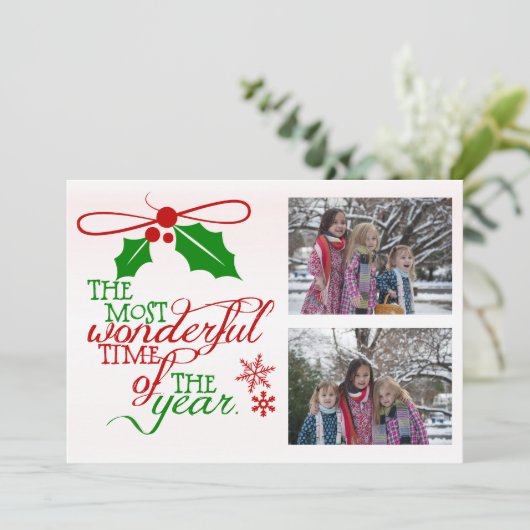 最も素晴らしい時間クリスマスホリデーフォトカード シーズンカード (スタンド正面)