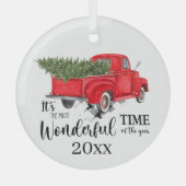 最も素晴らしい時間クリスマス追加の年 ガラスオーナメント (正面)