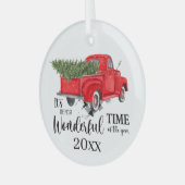 最も素晴らしい時間クリスマス追加の年 ガラスオーナメント (正面左)