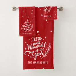 最も素晴らしい時間フェスティバルクリスマスパーソナライズされた バスタオルセット