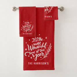 最も素晴らしい時間フェスティバルクリスマスパーソナライズされた バスタオルセット