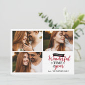 最も素晴らしい時間レッドホリデー写真コラージュ カード (スタンド正面)