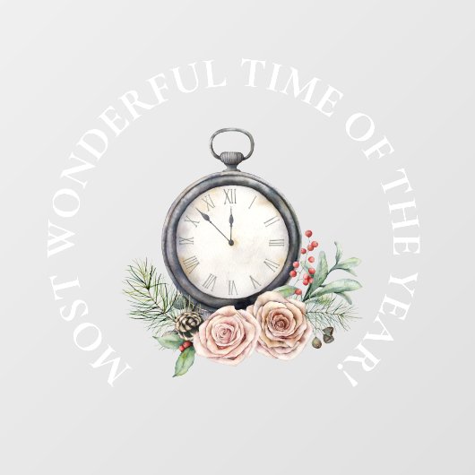 最も素晴らしい時間、美しい時計のストップクリスマス ウィンドウサイン (シート)