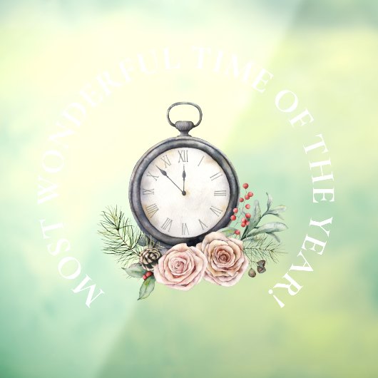 最も素晴らしい時間、美しい時計のストップクリスマス ウィンドウサイン (シート3)