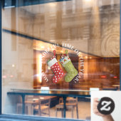 最も素晴らしい時間、赤い緑のクリスマスストッキング ウィンドウサイン (カフェ窓)