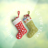 最も素晴らしい時間、赤い緑のクリスマスストッキング ウィンドウサイン (シート3)