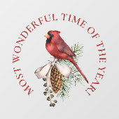 最も素晴らしい時間、赤い(鳥)ショウジョウコウカンチョウクリスマス ウィンドウサイン (シート)