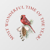 最も素晴らしい時間、赤い(鳥)ショウジョウコウカンチョウクリスマス ウィンドウサイン (シート)