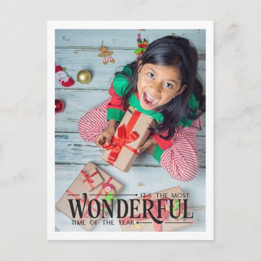 最も素晴らしい時間kid写真おもしろいクリスマス シーズンポストカード (正面)