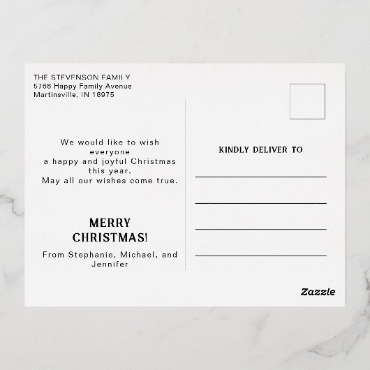 最も素晴らしい時間kid写真おもしろいクリスマス 箔シーズンポストカード (裏面)