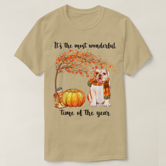 最も素晴らしい秋の時間の英語ブルドッグ Tシャツ (デザイン正面)