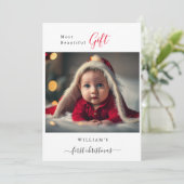 最も美しいギフトベビーの初めてのクリスマス写真 シーズンカード (スタンド正面)
