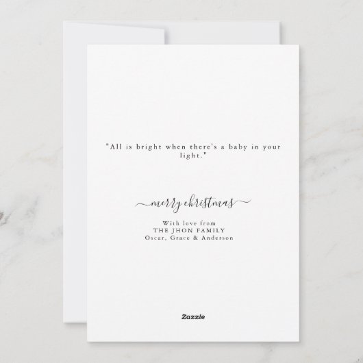 最も美しいギフトベビーの初めてのクリスマス写真 シーズンカード (裏面)