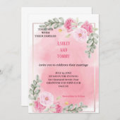 最も美しいピンクの結婚式招待状 招待状 (正面/裏面)